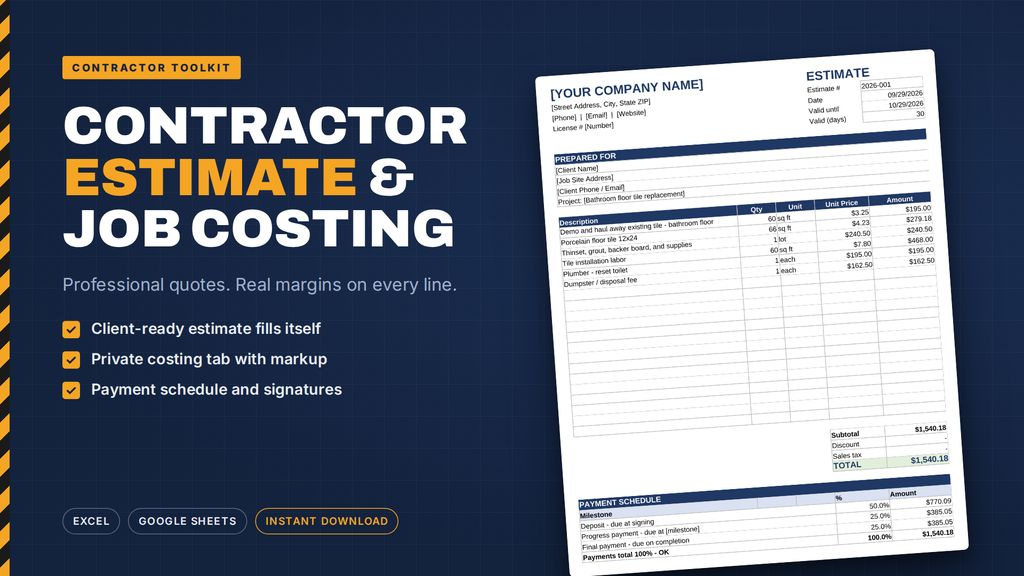 Estimate & Job Costing preview